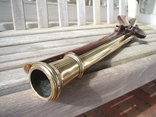 A British brass barreled flintlock Blunderbuss by William Mewis & Co., Birmingham, 1765-1782. — image 5
